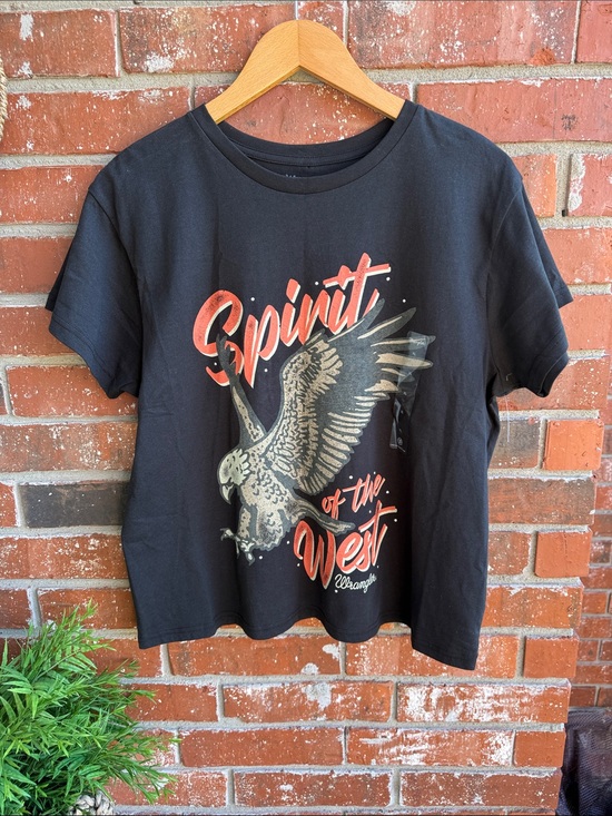 Wrangler Tops - Wrangler Black Short Sleeve Tee with Red and Cream Eagle Graphic